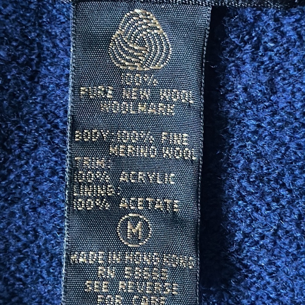 Classiques Entier sweater blue removable collar 100% fine Merino wool size Med - Picture 10 of 12